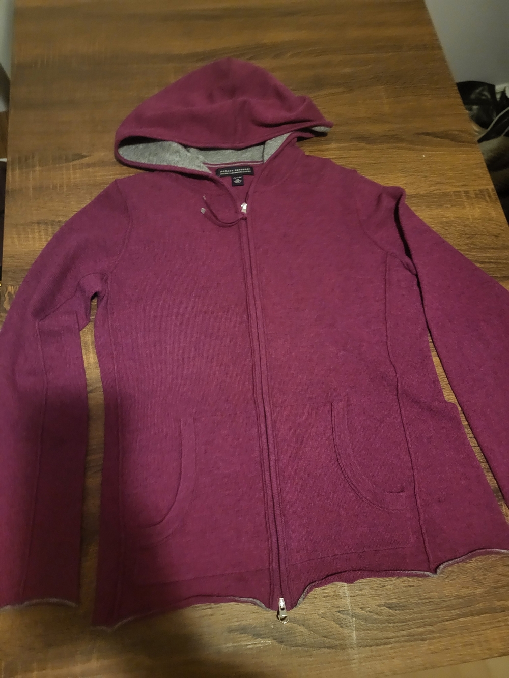 Banana Republic Cashmere/Wool BLEND Plum Zip-Up Hoodie